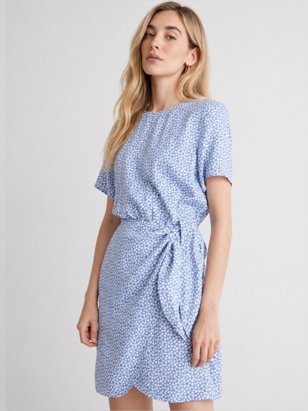 Other Stories Knot Detail Mini Dress in Lilac Dots Blue and White in 0 Romantic